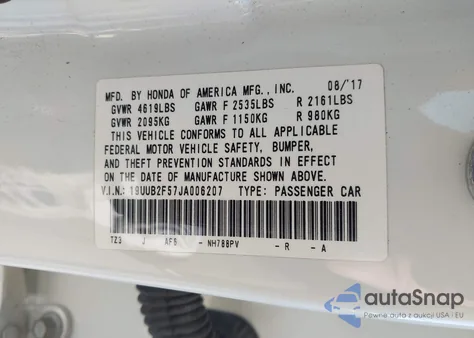 2018 Acura Tlx Tech Pkg z USA, uszkodzony, nr VIN 19UUB2F57JA006207